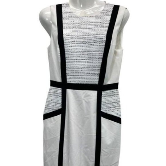 Calvin Klein White & Grey Midi Shift Dress size 6 - Picture 1 of 7